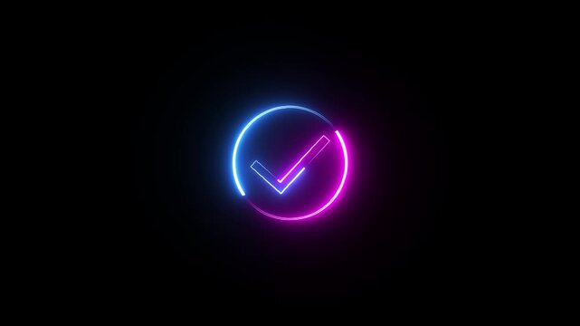 right check mark icon on black screen background