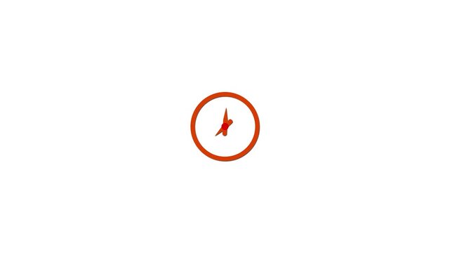 clock icon animation on white background. analog clock timer circle animated. 12 Hours Clock