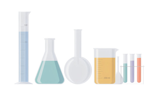 3d chemistry laboratory glass science test flask realistic lab beaker equipment chemical glassware tube isolated vector set empty cylinder measuring container scientific medical experiment