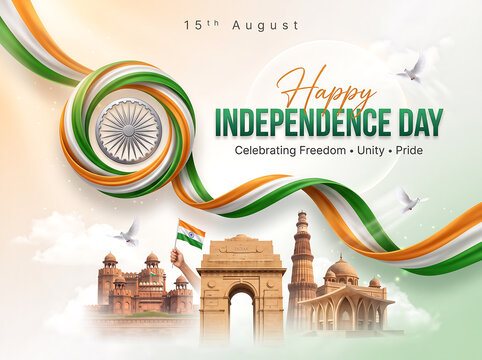 Vibrant independence day celebration with national symbols with symbolic elements celebrating freedom showcases festive independence graphic