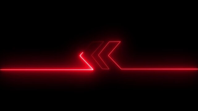 Neon glowing direction concept, neon arrow icon, arrows indicates the direction of the overlay video layer. and looping neon line arrow icon 4k video animation.