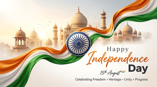 Celebration of national independence day with architectural landmarks with evoking themes freedom heritage under warm independence with independence