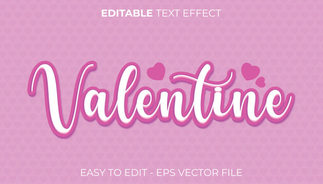 Happy valentine day typography script editable text effect. Vector editable text effect