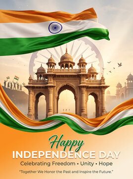 Celebratory independence day greeting with celebration grand architectural captures vibrant independence architectural monument framed framed flowing national