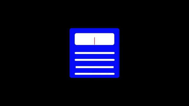 Blue floppy disk icon design for computer data storage and file saving technology