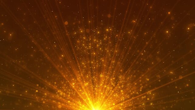 Golden particle burst rays background bright upward light, glowing sparks, festive cinematic energy
