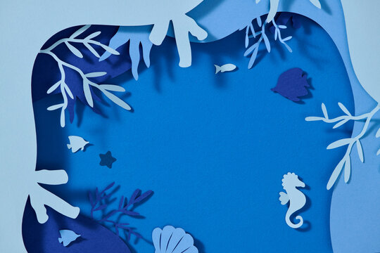 Colorful Underwater Scene Made with Paper Cutout Art