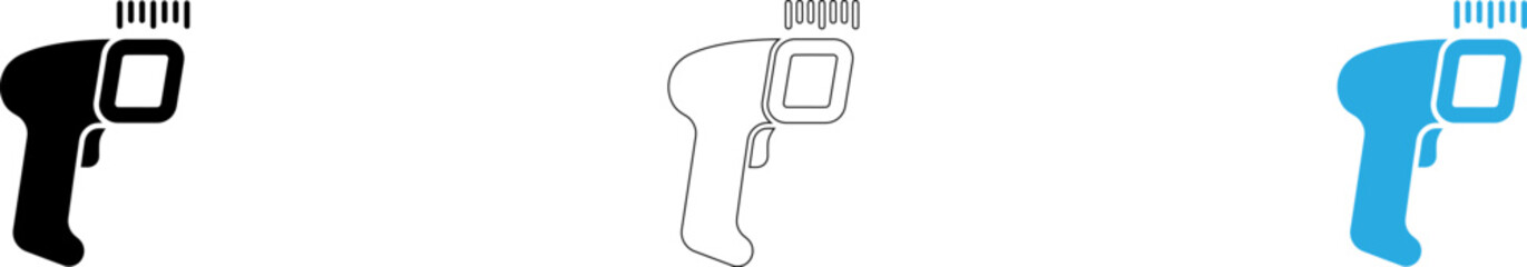 Flat design hand-held scanner devices in black and blue isolated on transparent background, Vector © Riyadkingline