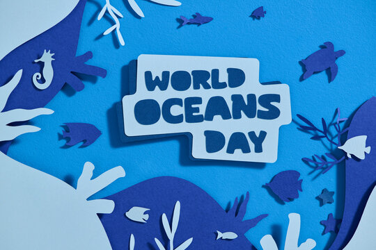 World Oceans Day Campaign With Ocean Elements in Paper Art Style