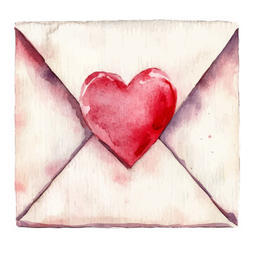 Envelope, illustration watercolor artwork with subtle gradients and elegant contours, isolated on a white background.
