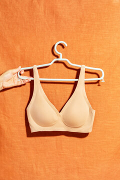 Beige wireless microfibre bra