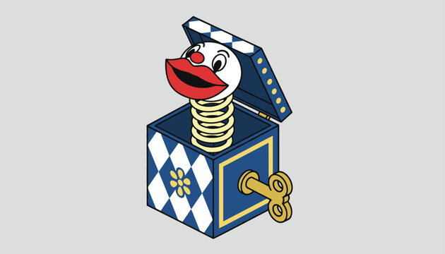 Vintage jack in the box toy popping out with big lips