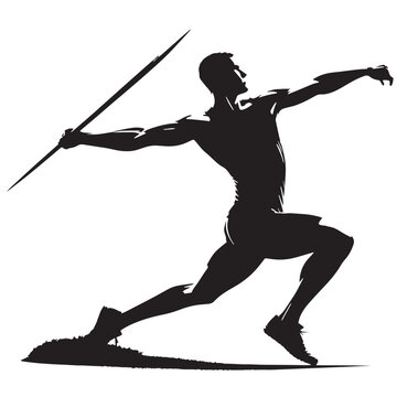 Black Javelin throw  Silhouette Vector, High Quality Illustration on White Background