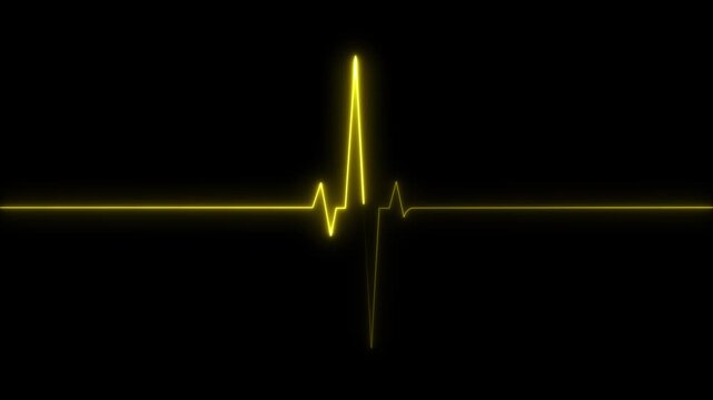 Neon yellow ekg heartbeat line pulse animation on black background