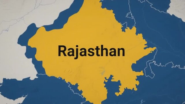 Map highlight of rajasthan state in northern india a digital showing