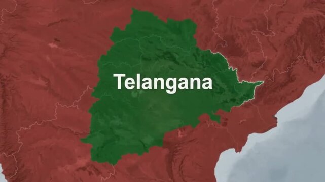 Map of telangana state highlighted in green a digital illustration