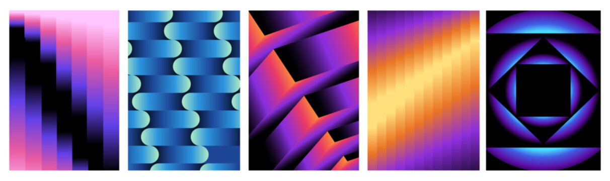 Minimalist Abstract Gradient Vector Set with Geometric Shapes, Colorful Modern Backgrounds for Branding, Marketing and Digital Design with birght gradients