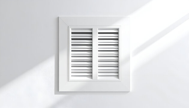 Modern White Air Vent on a Clean White Wall with Sunlight Shadows.