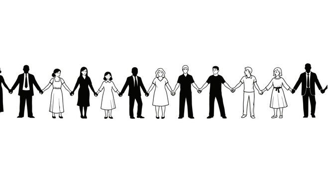 Diverse Group of People Holding Hands Together