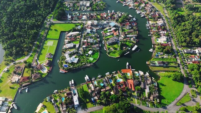 Aerial view of the Marina Bracuhy near the town of Angra dos Reis in Brazil