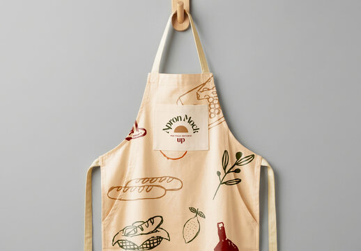 Apron Mockup Hanging on Wall Hook