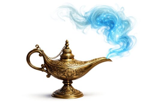 Magical brass lamp with smoke