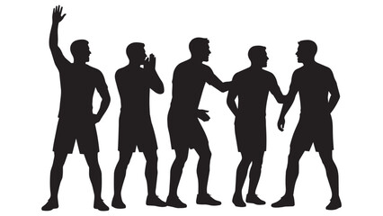 Fototapeta premium Five people arguing or discussing animated silhouette style