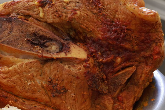 Traditional Peruvian pork ham sliced for butifarra sandwich