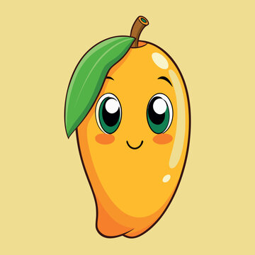 Cute mango cartoon vector. 