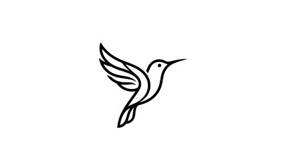 Naklejka premium Minimal Hummingbird Bird Vector Logo Design with Modern Geometric Line Style