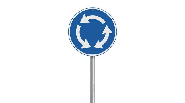 Roundabout traffic sign isolated on white background