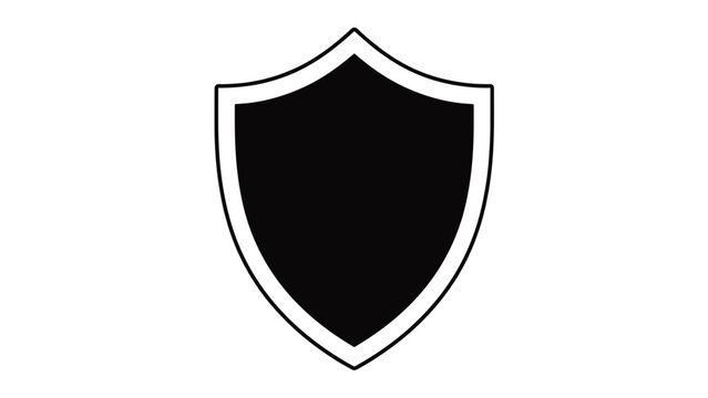 Black shield icon isolated on white background