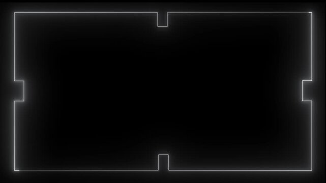 Abstract white color neon futuristic frame overlay with pulsing light elements on 4k animation video.