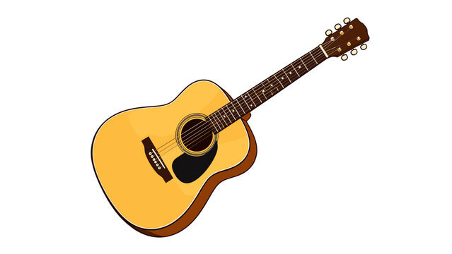 Acoustic guitar vector illustration isolated on white background