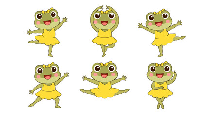 Cute frog ballerina characters in different dance poses © Artstock