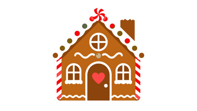 Gingerbread house cookie illustration isolated on white background
