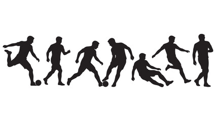 Obraz premium Silhouette of soccer players in action on a field