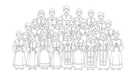 Obraz premium Children Choir Coloring Page