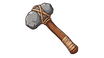 Cartoon stone hammer with wooden handle and rope binding © Artstock