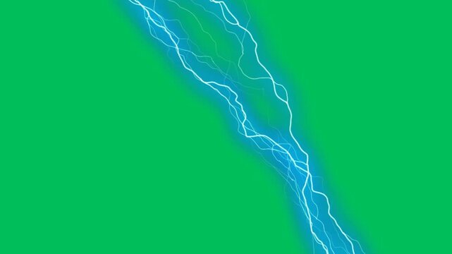 Thunder Lightning Flash Effect on Green Screen Background.