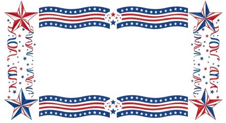 Obraz premium American Patriotic Frame with Stars and Stripes for 4th of July Independence Day Celebration Border Design