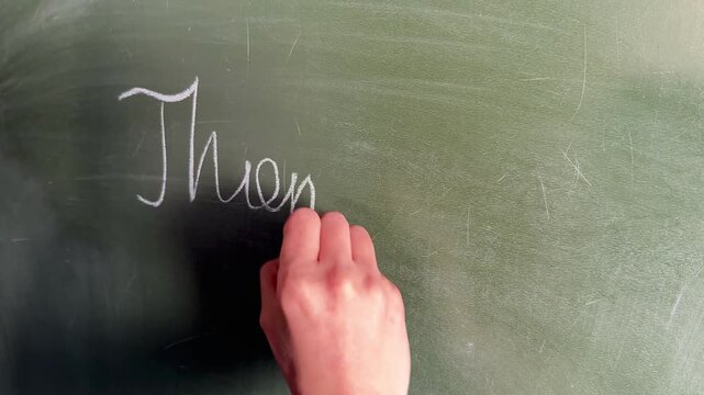 Hand Writing Heart and Love Message on Chalkboard &ndash; Valentine's Day, Romance and Education Concept, 4K Video