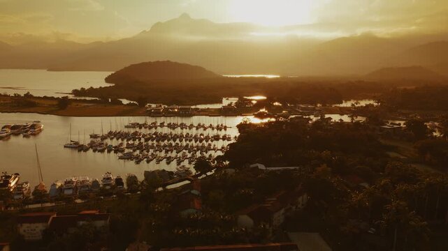 Aerial view of the Marina Bracuhy near the town of Angra dos Reis in Brazil