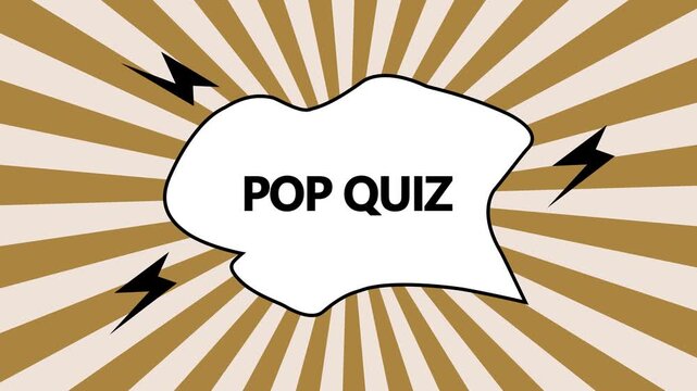 Comic Pop Quiz Banner Title Animation Flashing Speech Bubble Comic Rays Background Motion Graphic Loop for Video Editing Asset