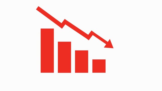 Animasi representing falling revenue, cost reduction, financial loss