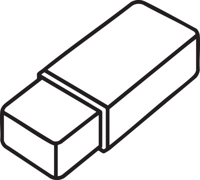 Simple Eraser Stationery Line Icon Vector Illustration