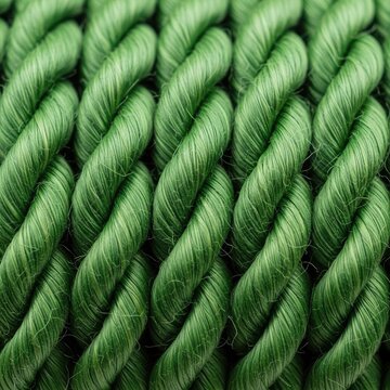 Close-up green braided rope texture background.