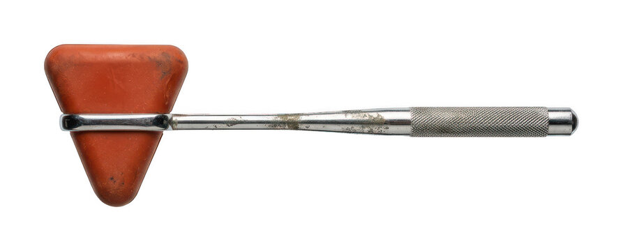 Professional reflex hammer png Medical reflex hammer cutout Orange reflex hammer png Diagnostic isolated transparent background image