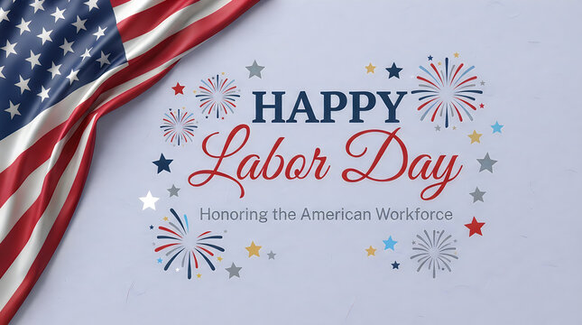 Labor day celebration with american flag honoring the workforce festive patriotic graphic