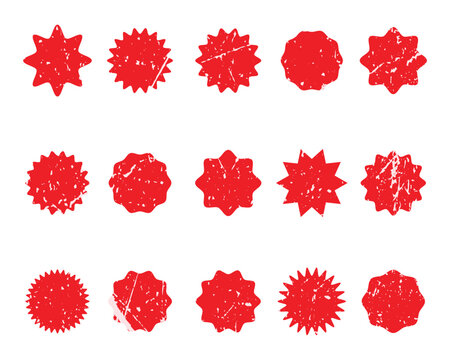 Set of fifteen red scribble circle shapes Vector
